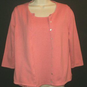 Petite Sophisticate Sweater Twin Set Cardigan Size S, Tank Shell Size M Salmon